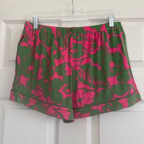 Kate Spade Pajama Set Shortie Pink & Green Floral Pockets Women's Medium NWT - Picture 5 of 12